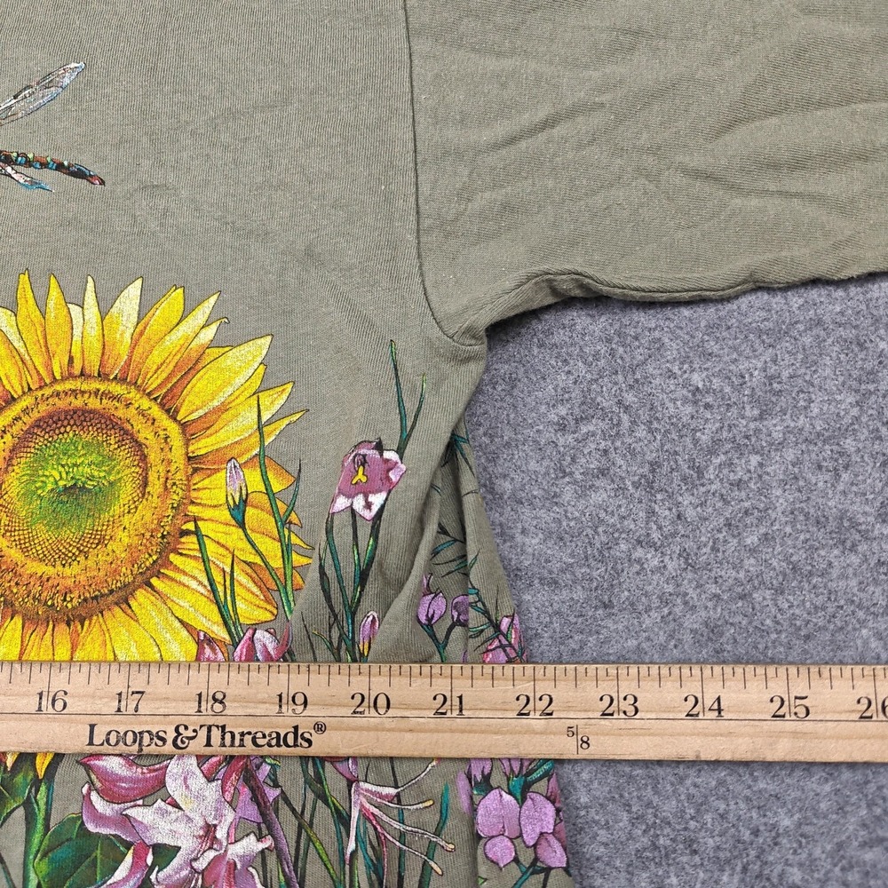 Vintage Habitat Shirt Mens Large Green Sunflower Floral Nature Graphic Tee 90s - Picture 8 of 9